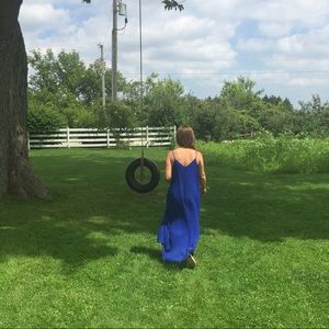 Royal blue ridged maxi dress
